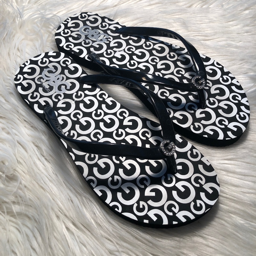 G by Guess Los Angeles Bling Summer Flip Flops Size 7/8